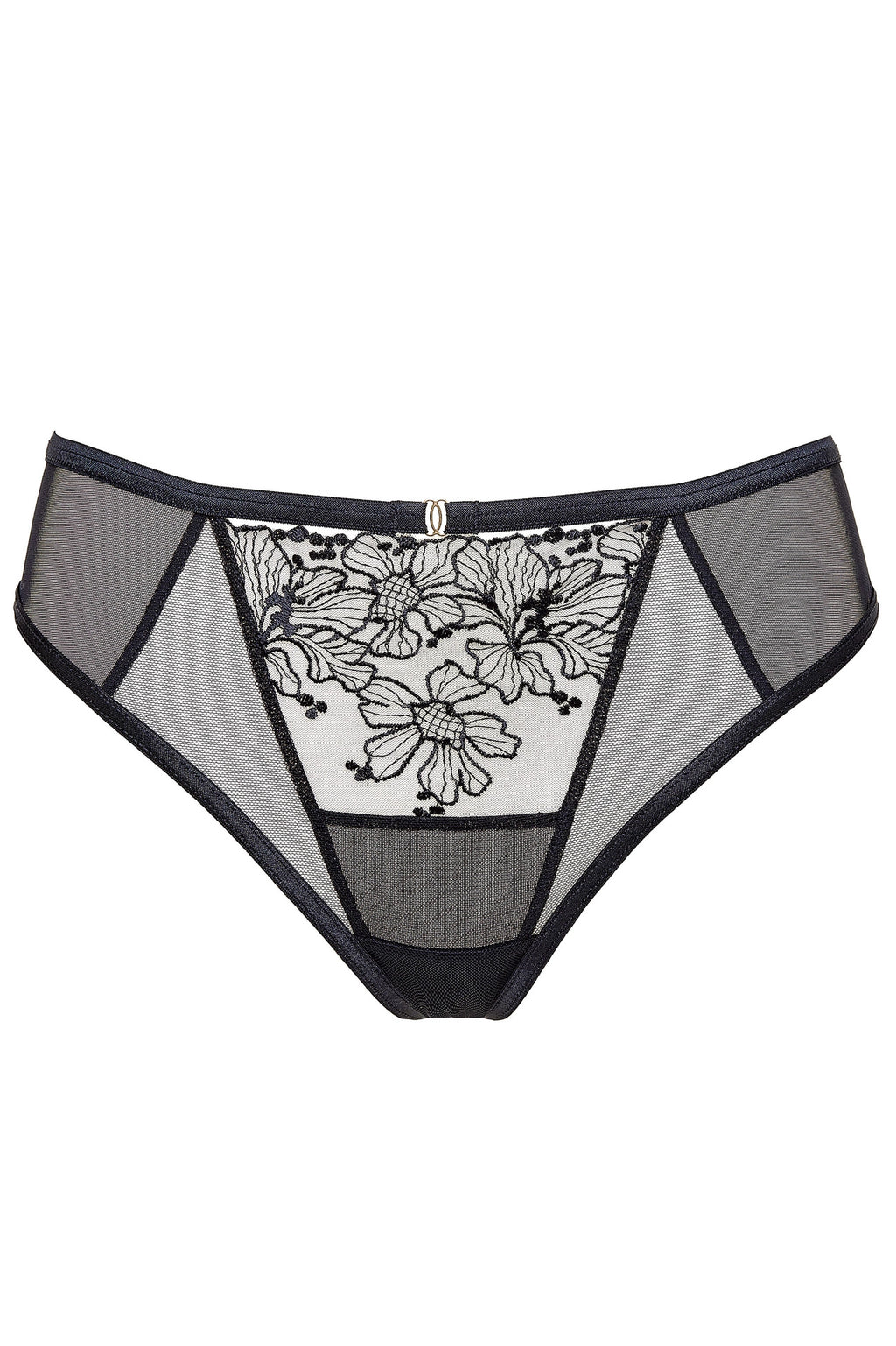 Fleur thongs with embroidery black (Discount Group B) | Gorteks | MySalvio