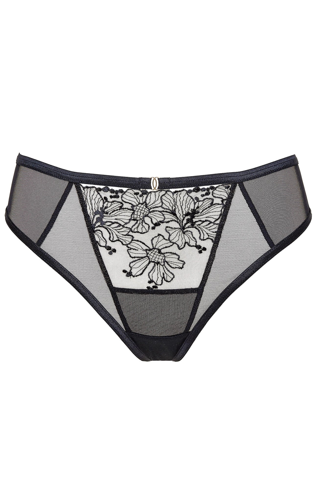 Fleur thongs with embroidery black (Discount Group B) | Gorteks | MySalvio