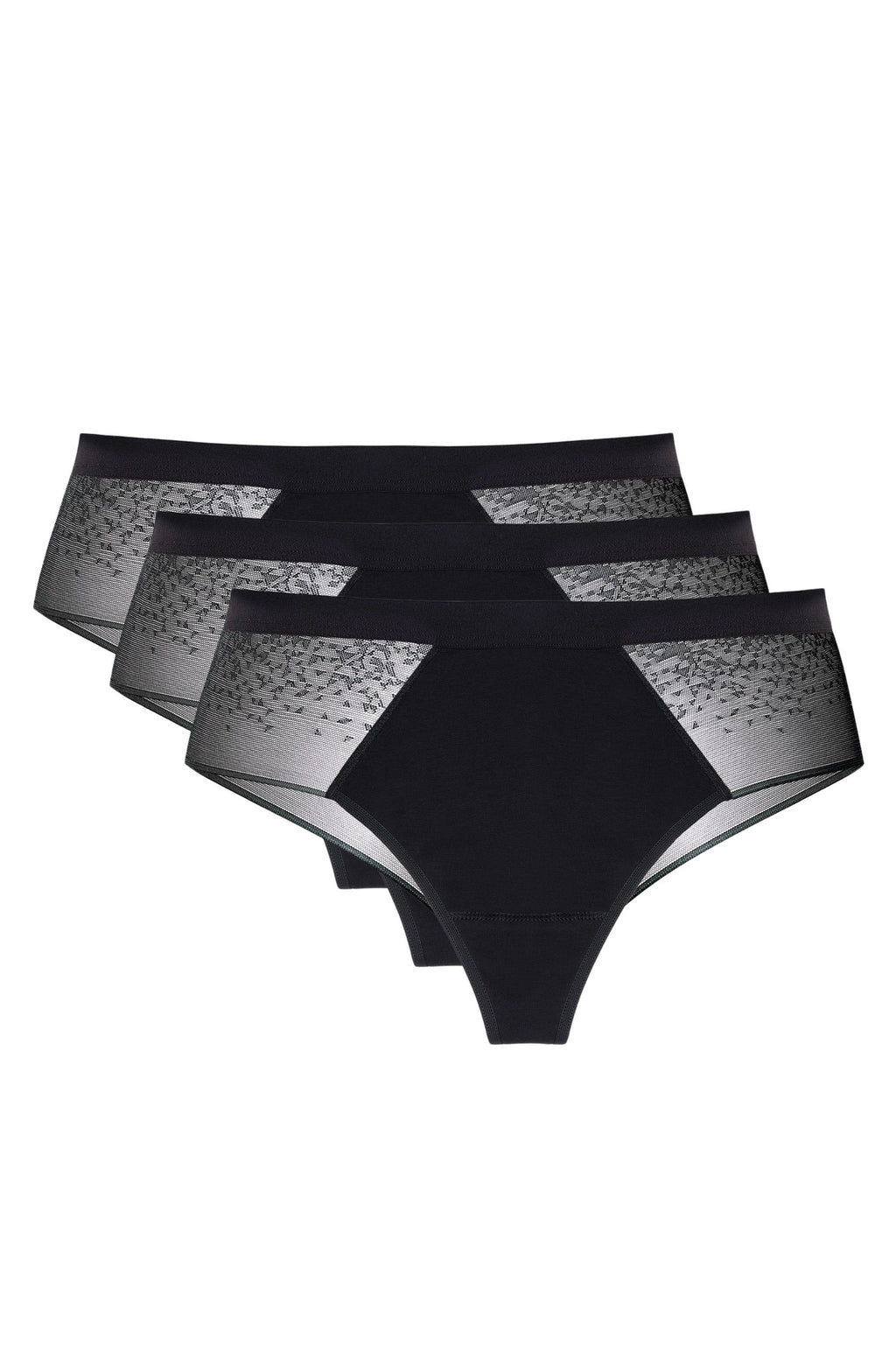 Hela cotton black brazilian style briefs with lace back 3-pack (Discount Group A) | Gorteks | MySalvio