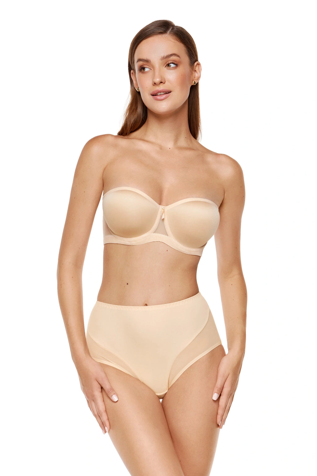 Beige Padded Strapless Bra Libra | Gorteks | MySalvio