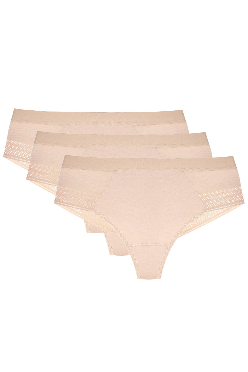 Olga Cotton Thong with Lace (3-Pack - Beige) (Discount Group A) | Gorteks | MySalvio